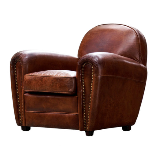 Art Deco vintage armchair Solid wood and leather