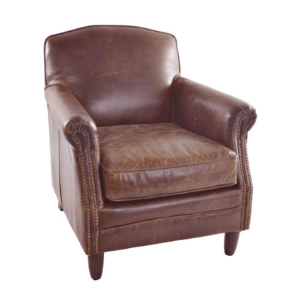 Vintage Studded Front Leather Armchair