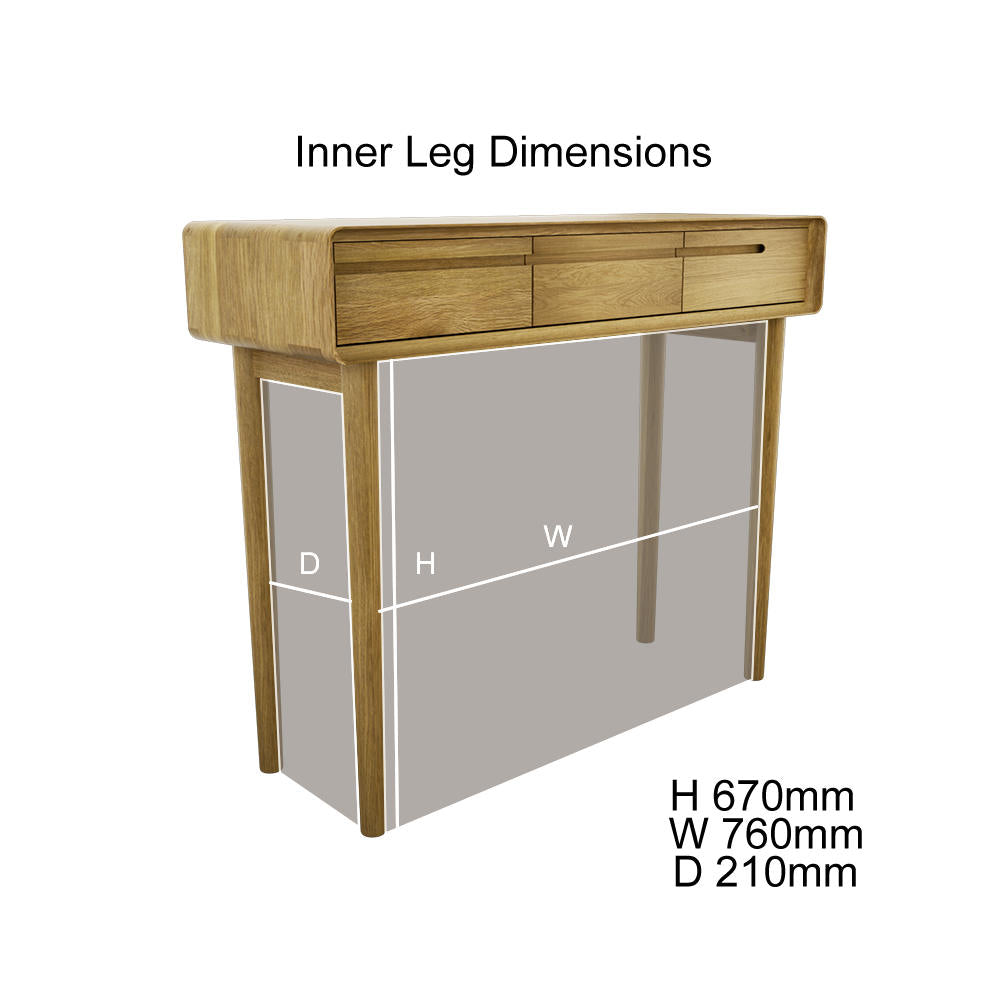 Scandic 3 Drawers Console Table, Oak Wood