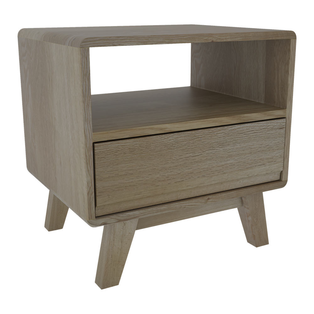 Nordic Bedside Table, Oak Wood