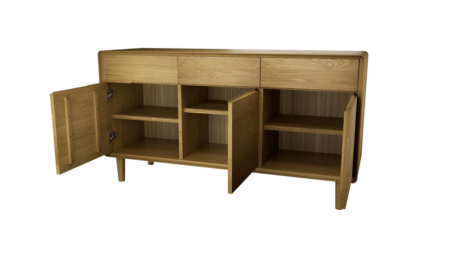 Scandic 3 Door Large Sideboard, Oak Wood