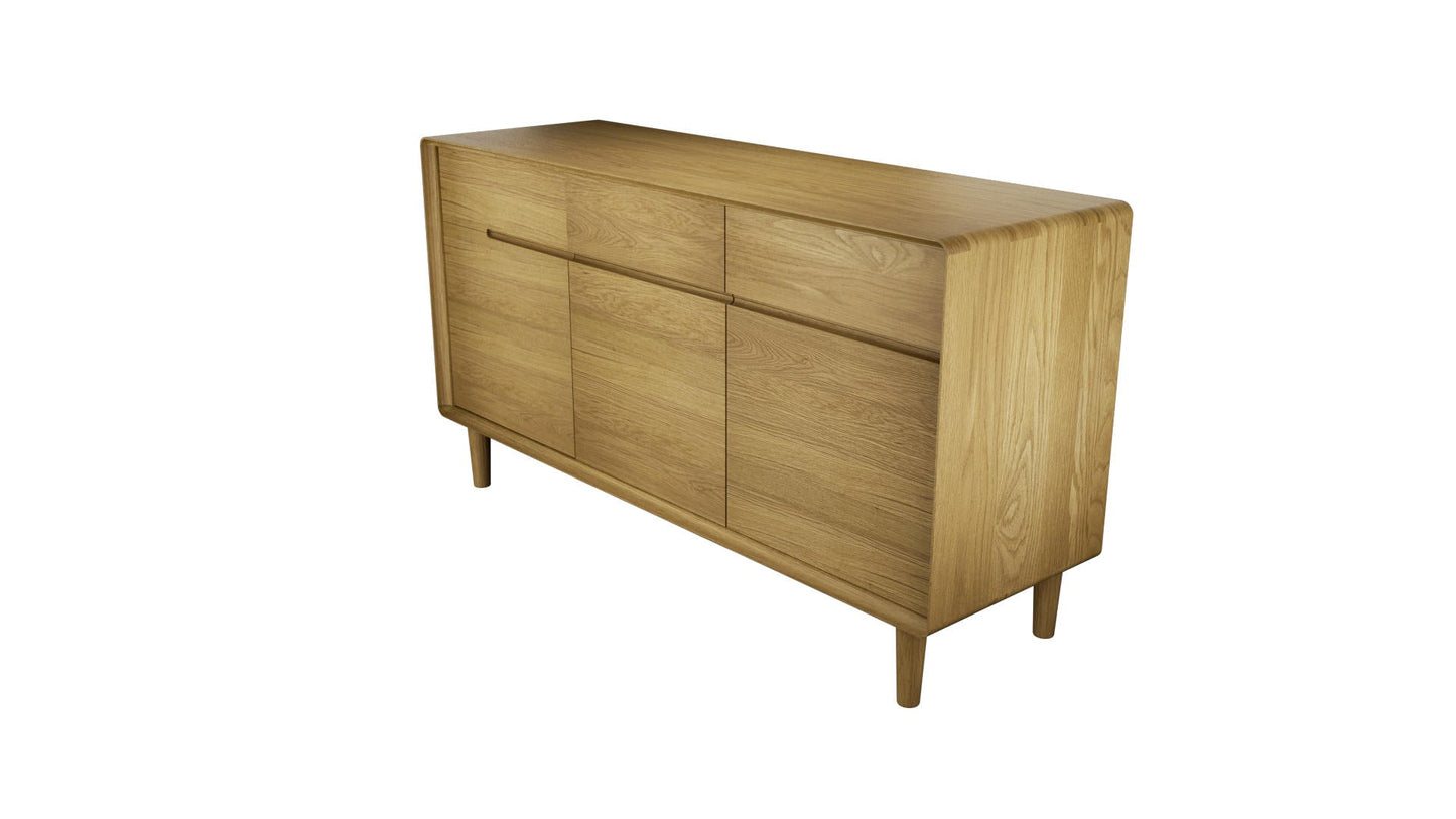 Scandic 3 Door Large Sideboard, Oak Wood