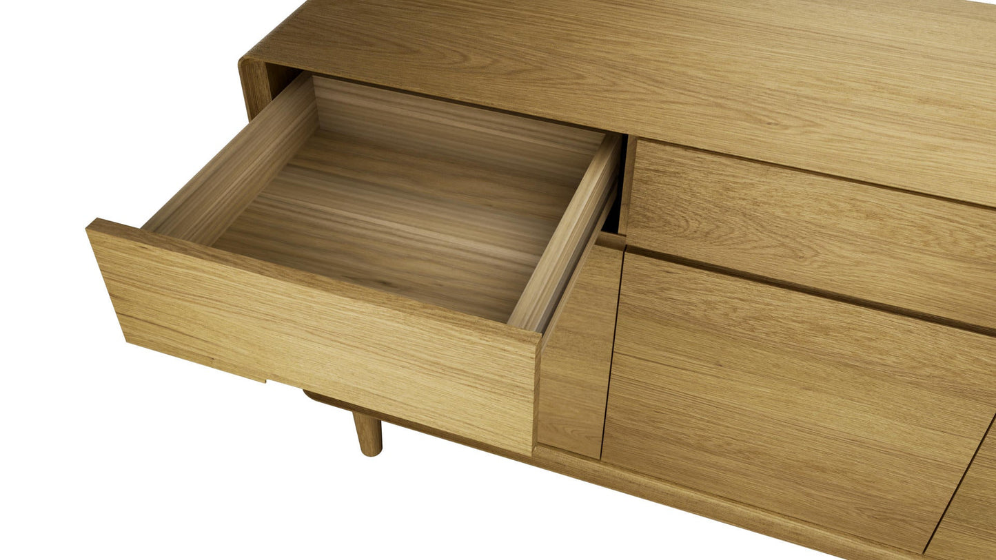 Scandic 3 Door Large Sideboard, Oak Wood