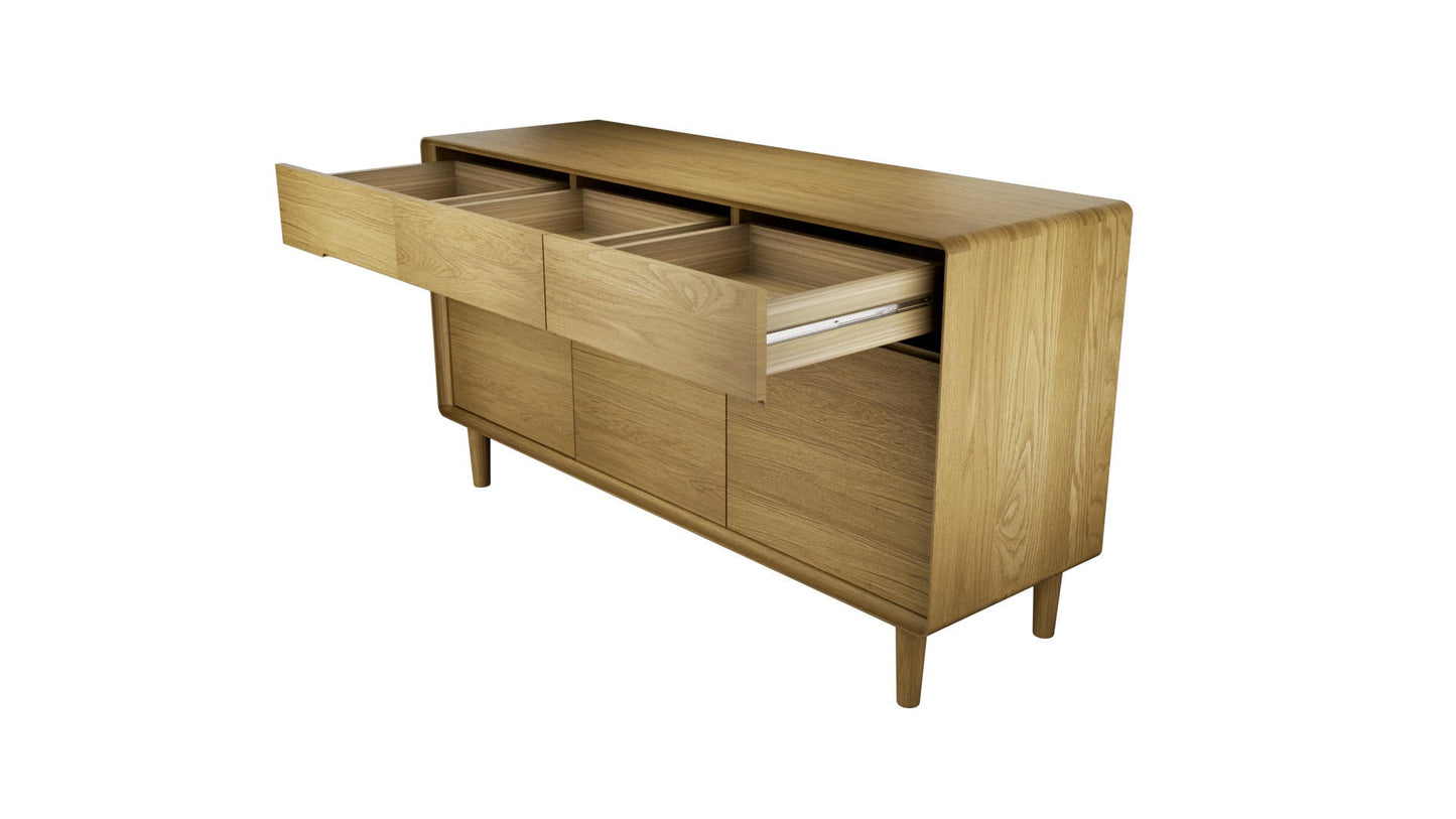 Scandic 3 Door Large Sideboard, Oak Wood