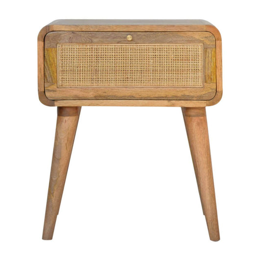 Rattan and mango wood bedside table