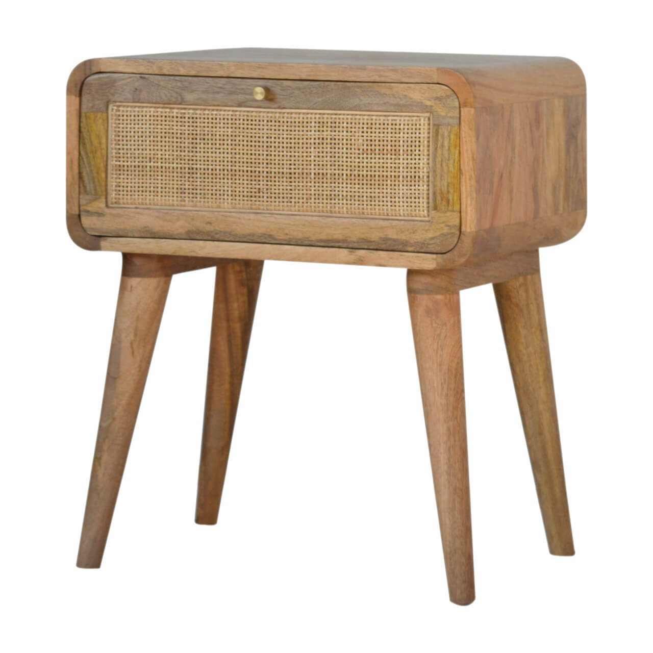 Rattan and mango wood bedside table