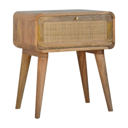 Rattan and mango wood bedside table