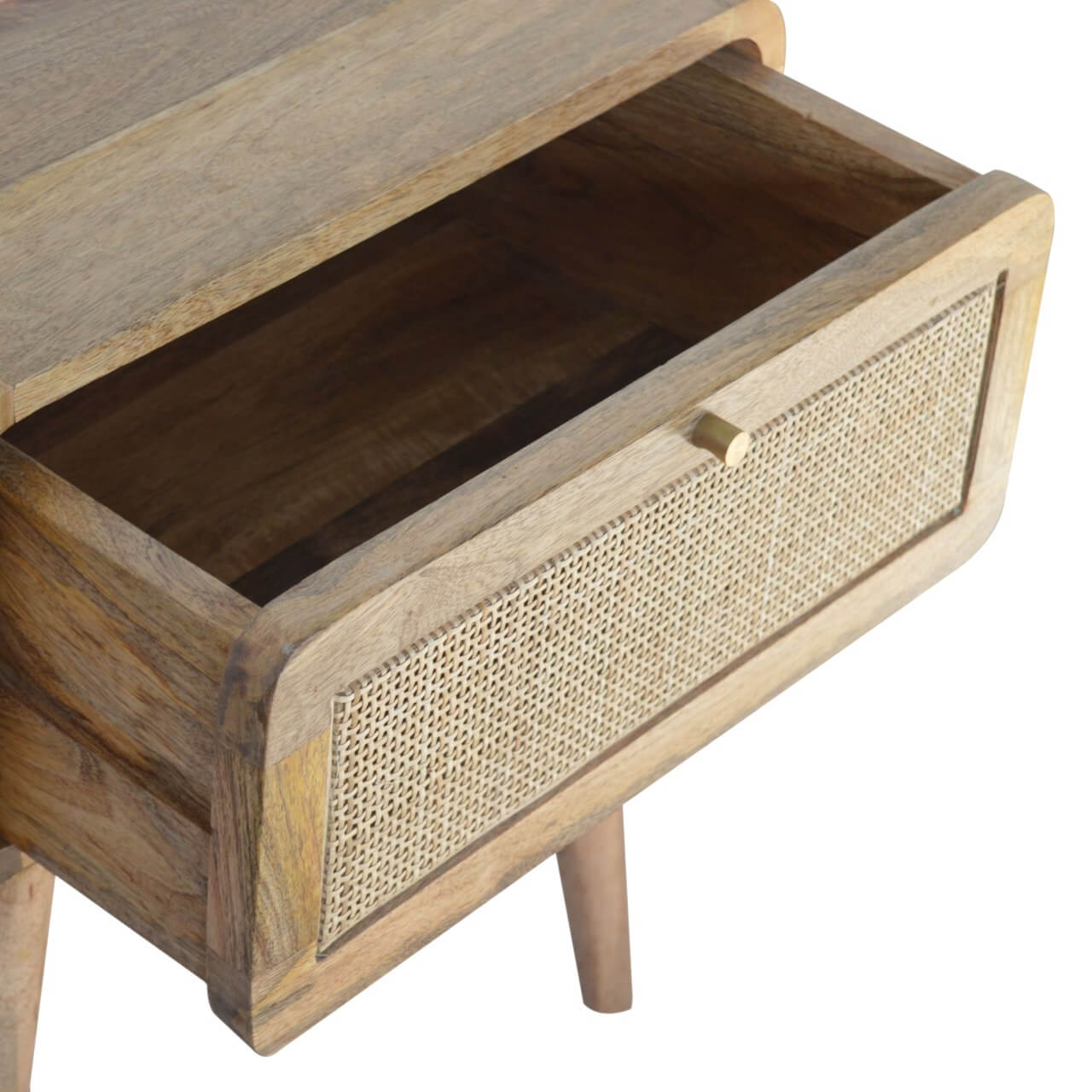 Rattan and mango wood bedside table