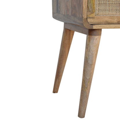 Rattan and mango wood bedside table