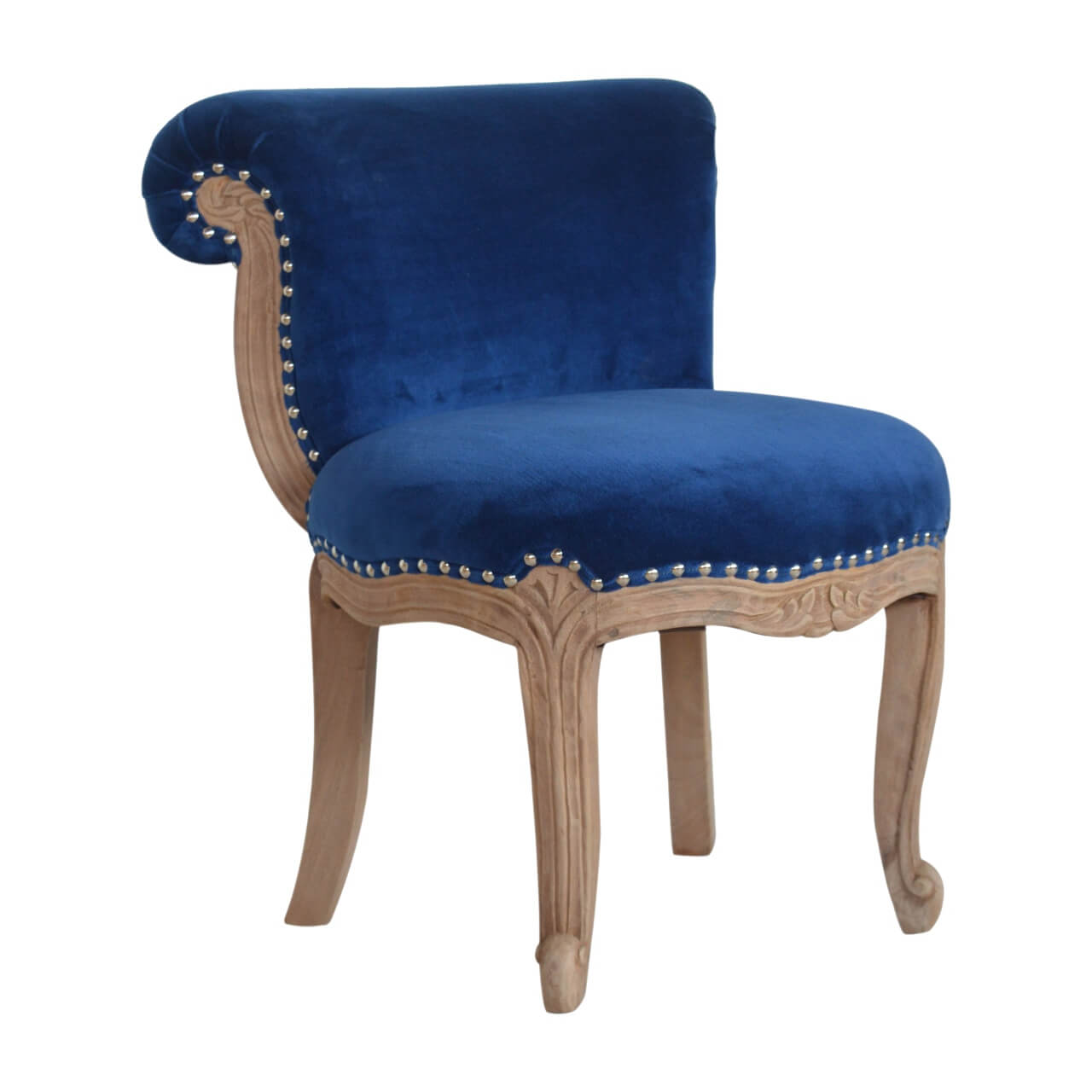 Royal Blue Velvet Studded Chair