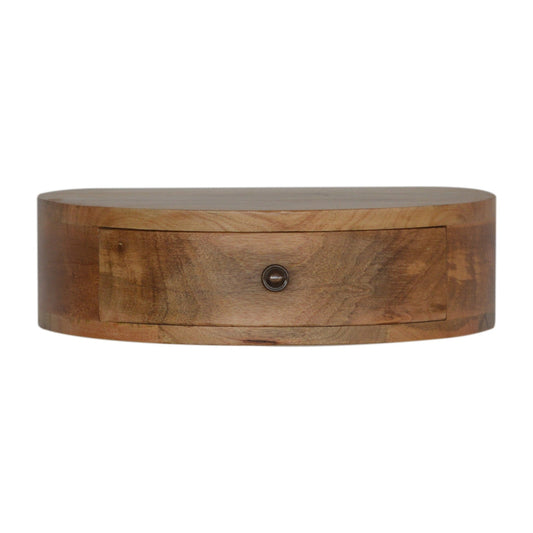 Semi circle mango wood wall mounted bedside table