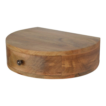 Semi circle mango wood wall mounted bedside table