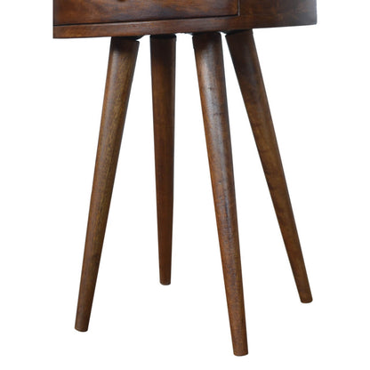 Chestnut finish circular bedside table mango wood