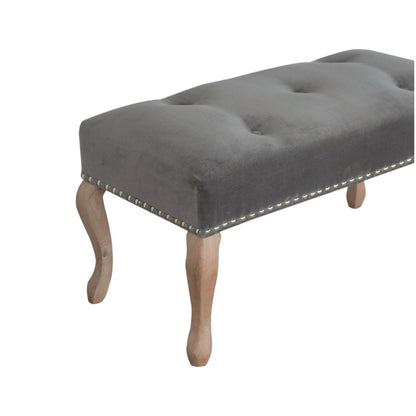 French Inspired Wooden Velvet Bench