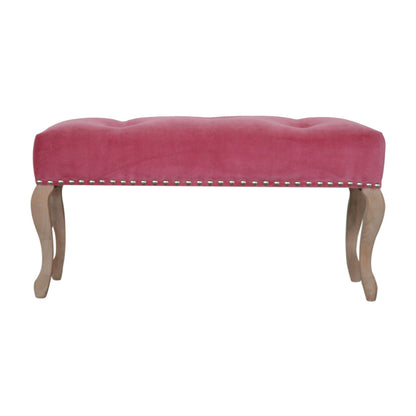 French Inspired Wooden Velvet Bench