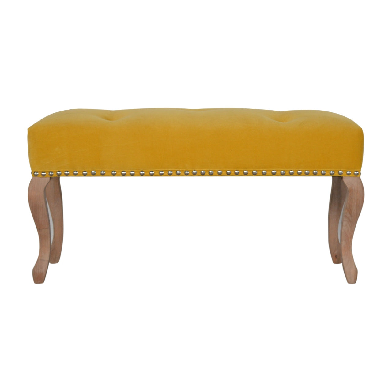 French Inspired Wooden Velvet Bench