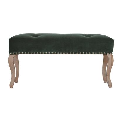 French Inspired Wooden Velvet Bench