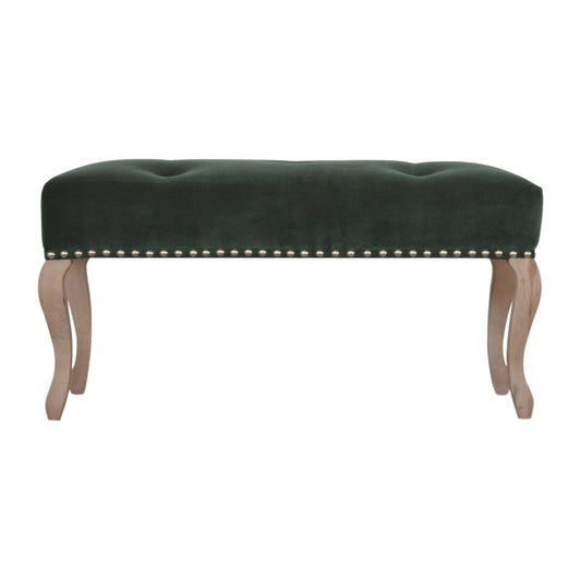 French Inspired Wooden Velvet Bench