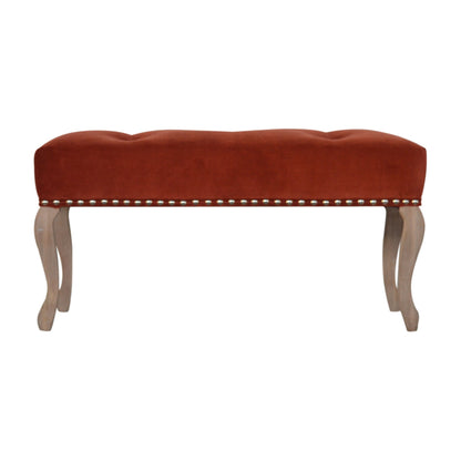 French Inspired Wooden Velvet Bench