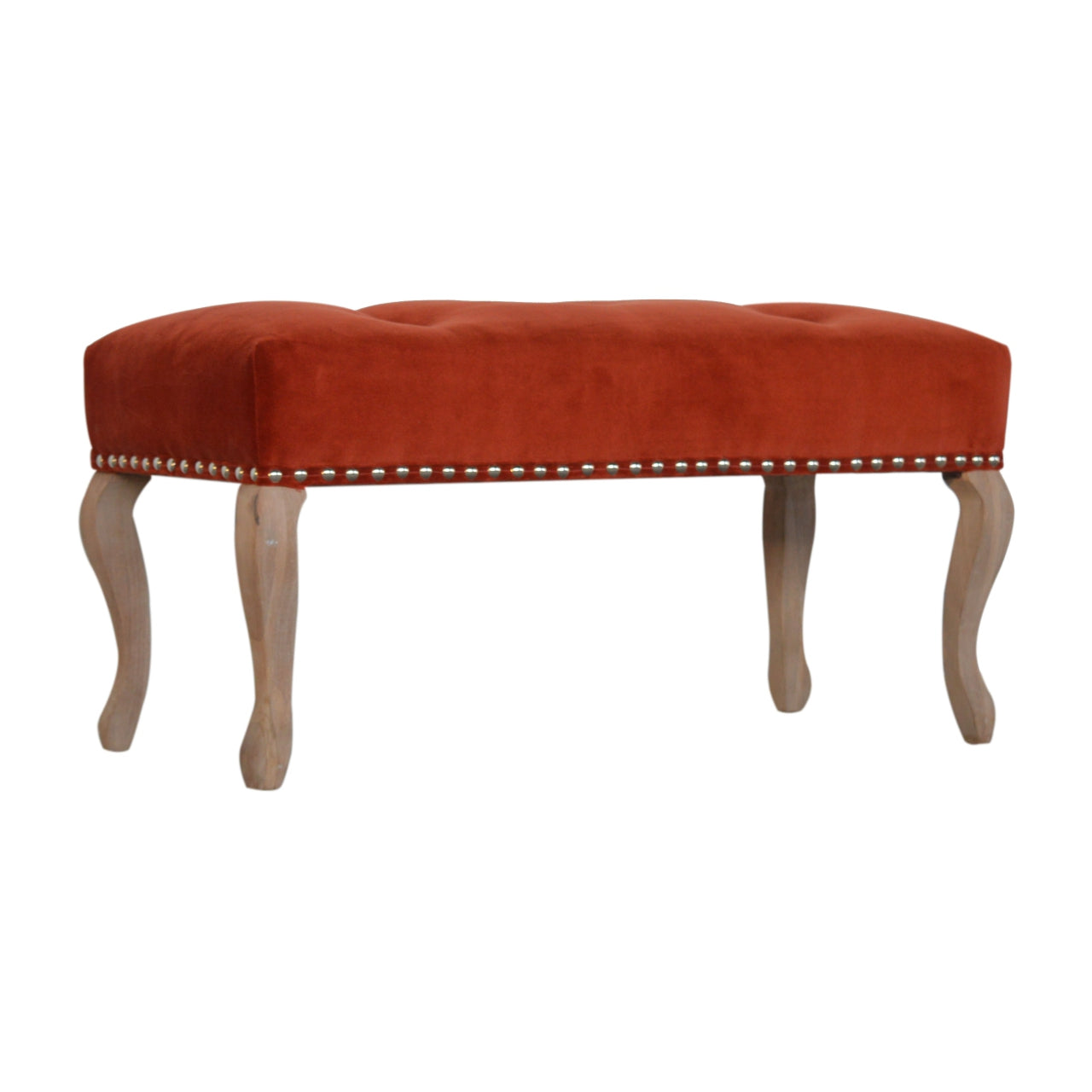 French Inspired Wooden Velvet Bench