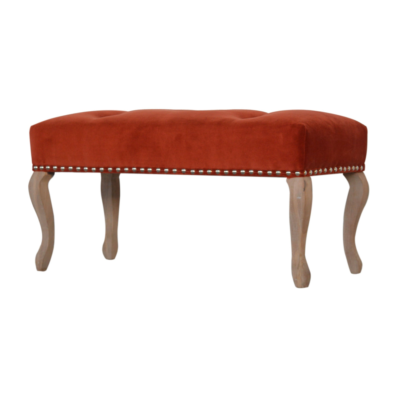 French Inspired Wooden Velvet Bench