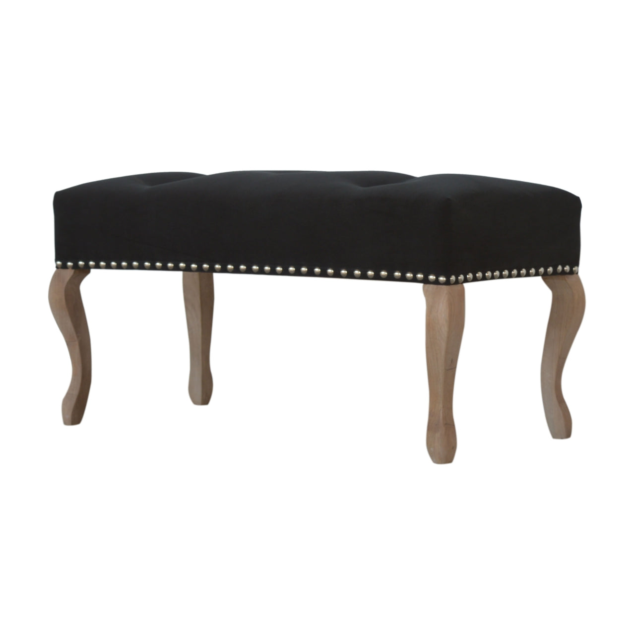 French Inspired Wooden Velvet Bench