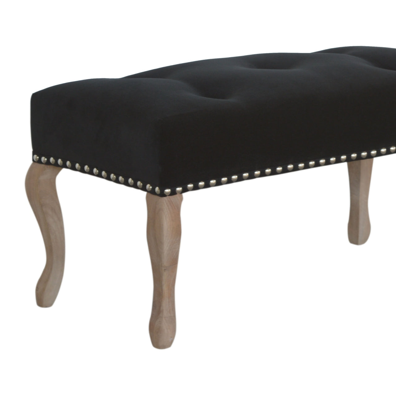 French Inspired Wooden Velvet Bench