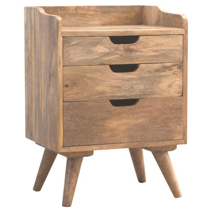 Modern gallery back mango wood bedside table