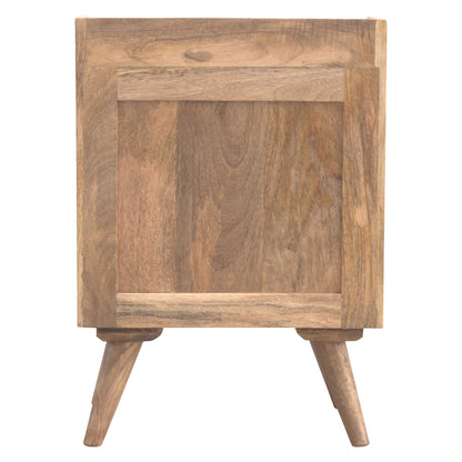 Modern gallery back mango wood bedside table