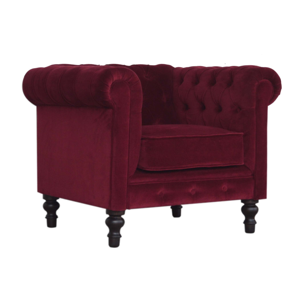 Chesterfield Armchair, Wine Red