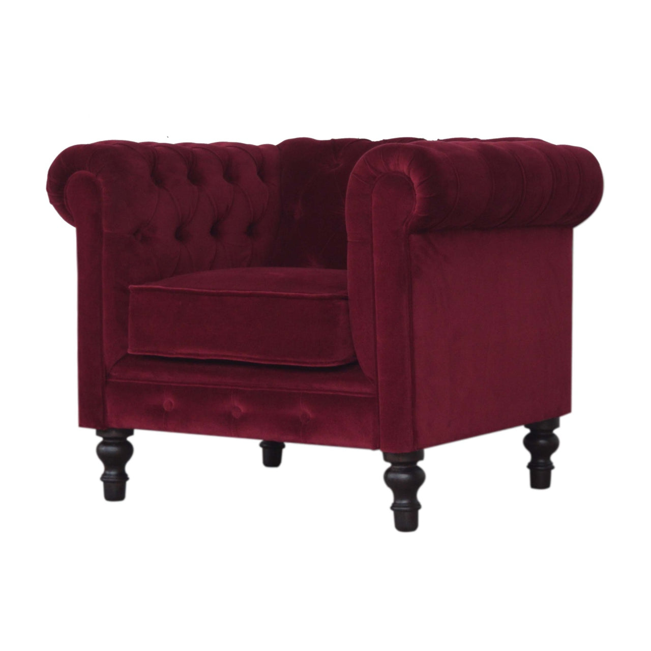 Chesterfield Armchair, Wine Red