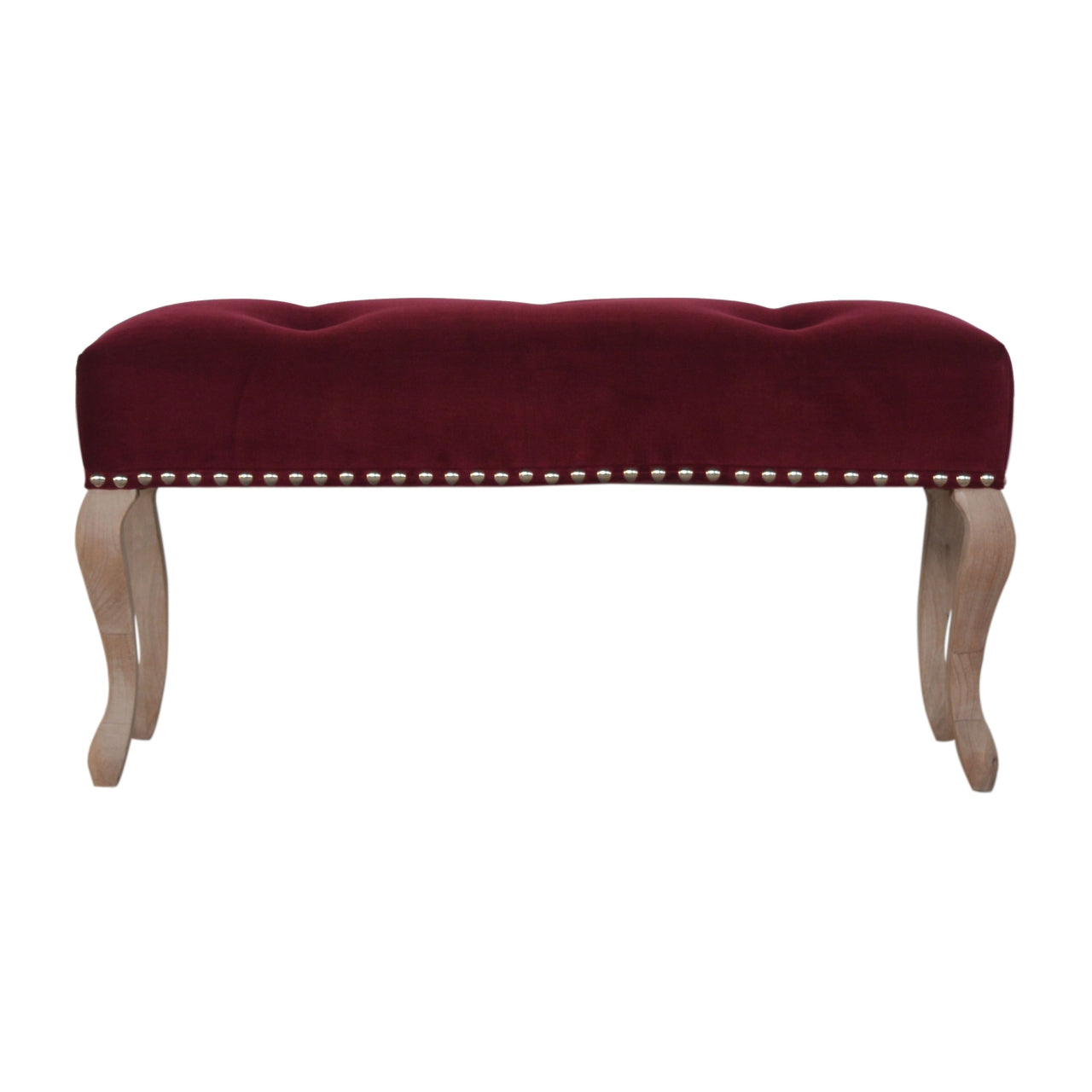 French Inspired Wooden Velvet Bench