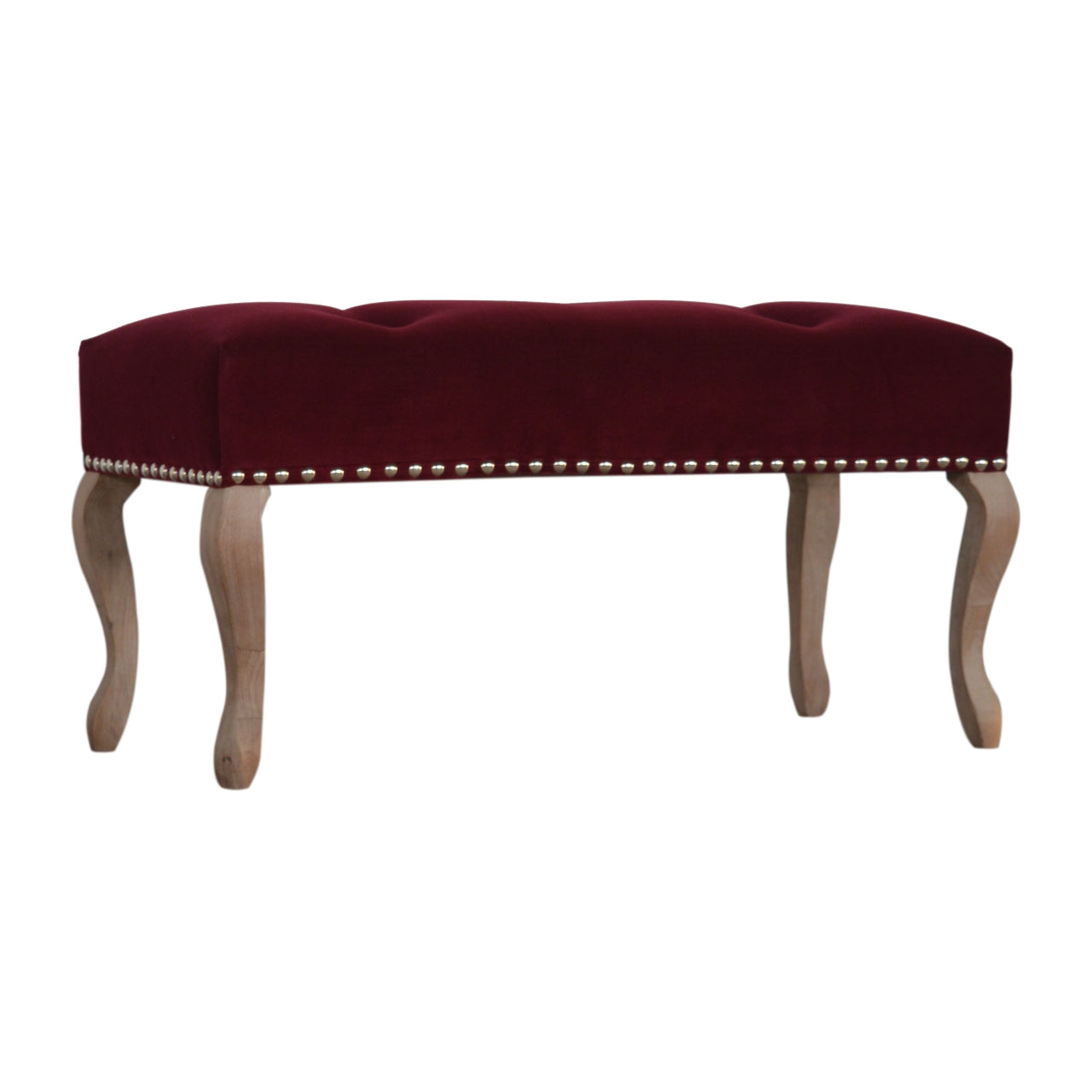 French Inspired Wooden Velvet Bench