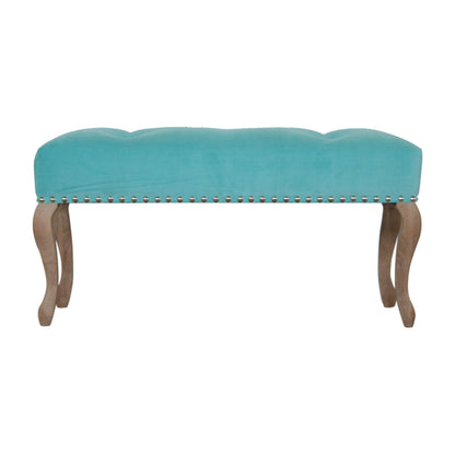 French Inspired Wooden Velvet Bench