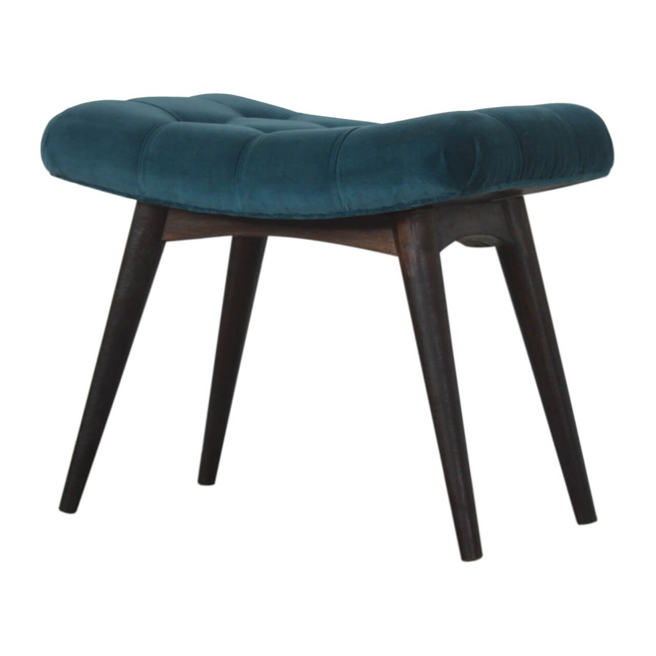 Velvet Curved Bench, Teal