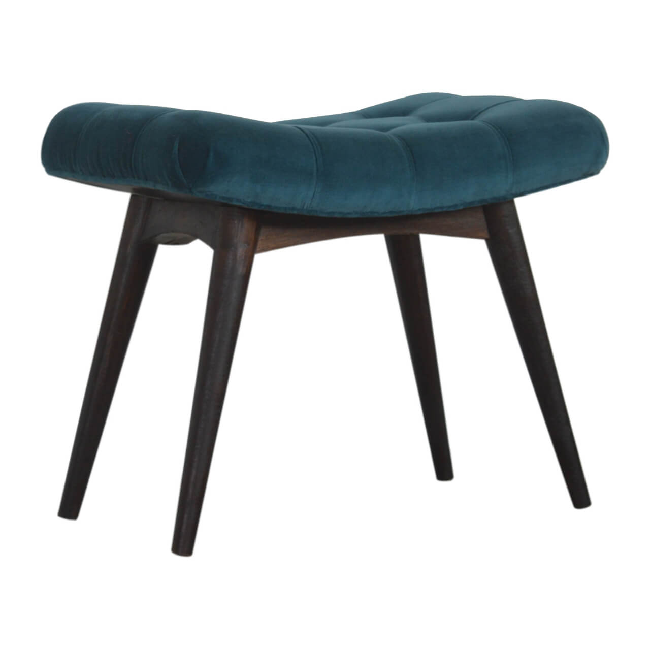 Velvet Curved Bench, Teal