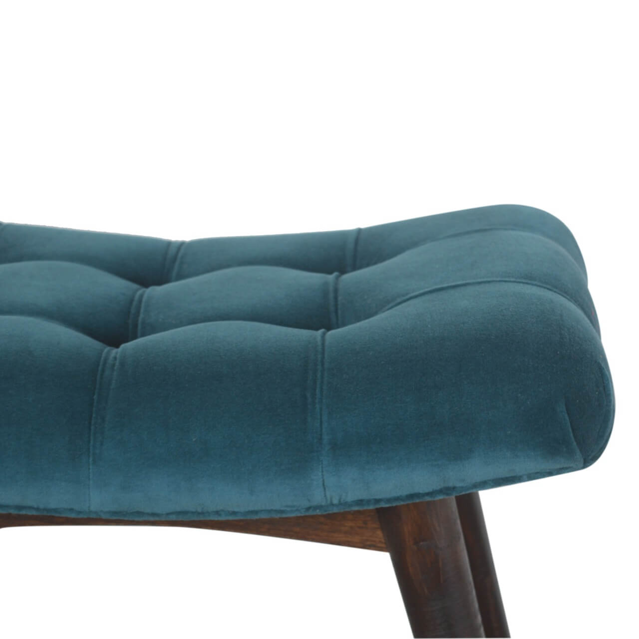 Velvet Curved Bench, Teal