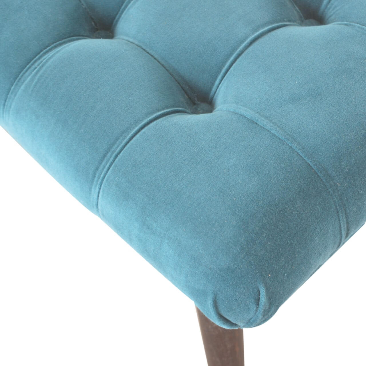 Velvet Curved Bench, Teal