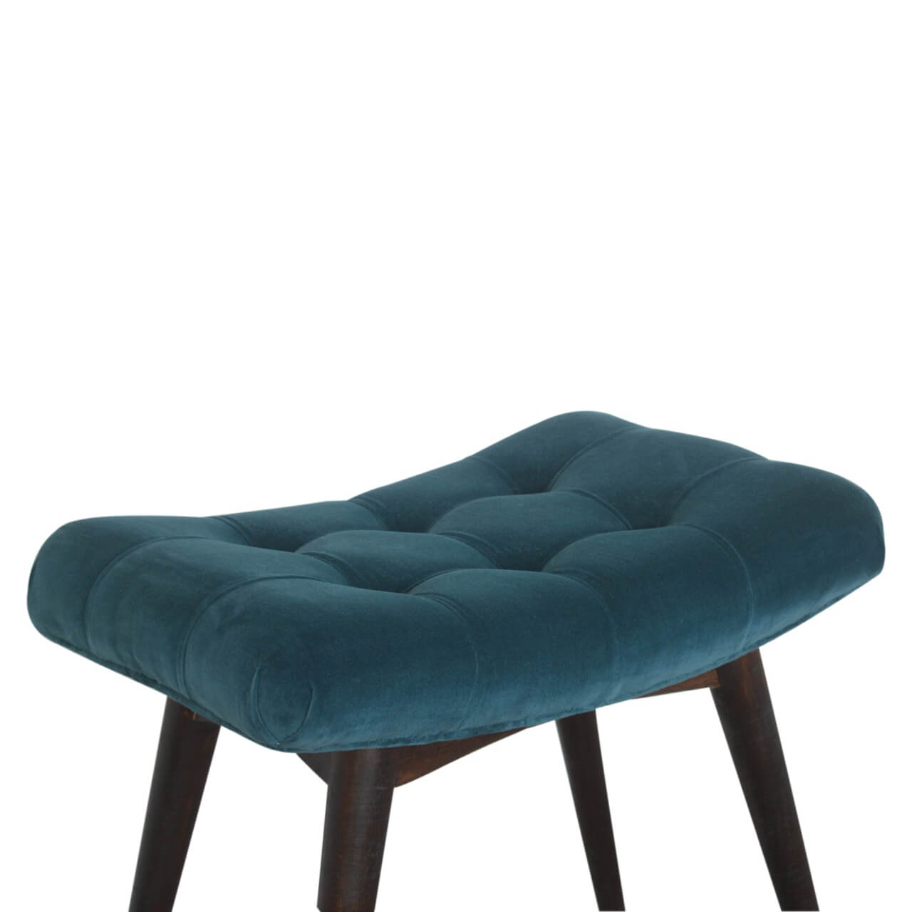 Velvet Curved Bench, Teal