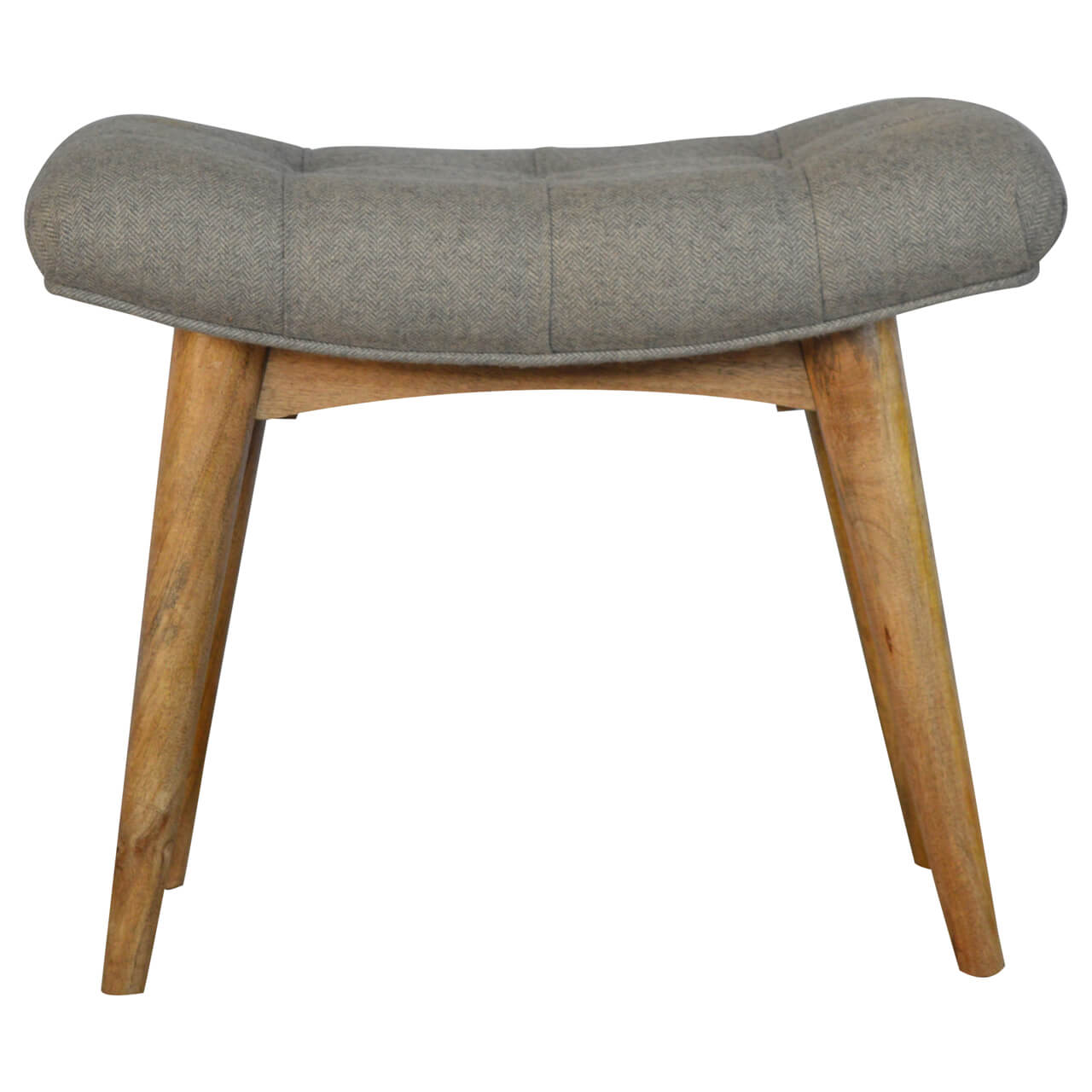 Grey tweed curved bench mango wood