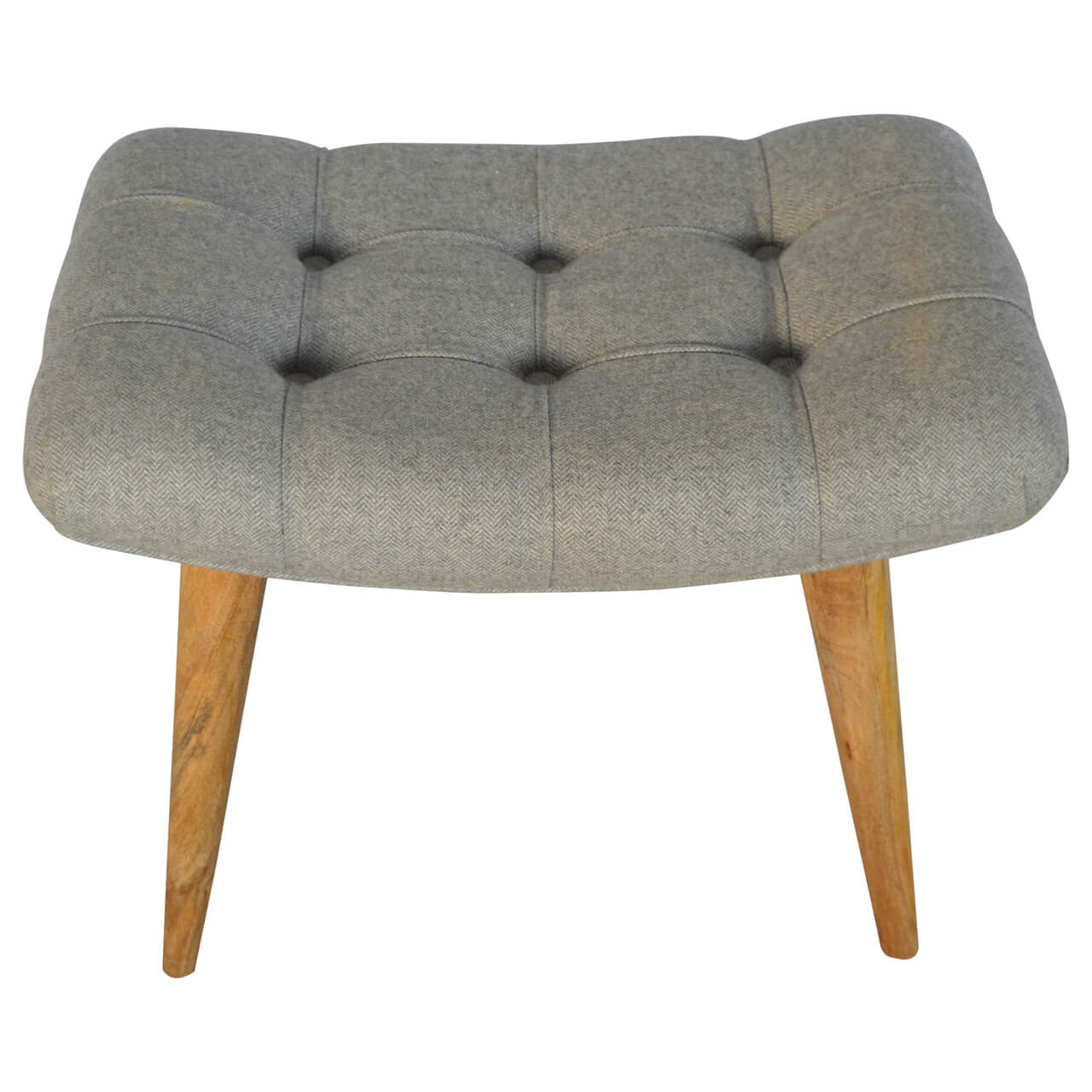 Grey tweed curved bench mango wood