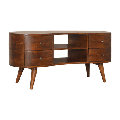 Chestnut finish mango wood tv unit