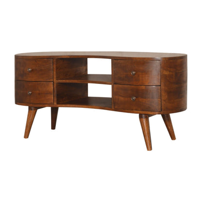 Chestnut finish mango wood tv unit