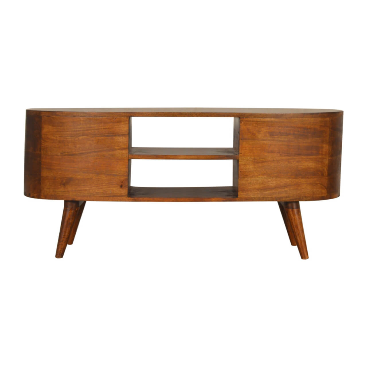 Chestnut finish mango wood tv unit