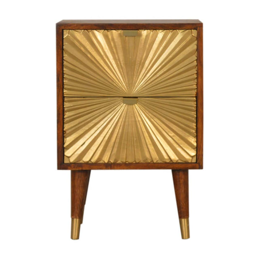 Brass plated mango wood bedside table