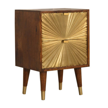 Brass plated mango wood bedside table