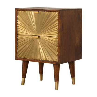 Brass plated mango wood bedside table