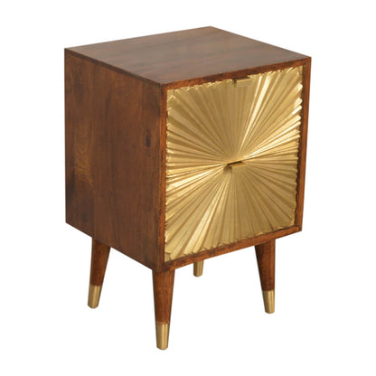 Brass plated mango wood bedside table