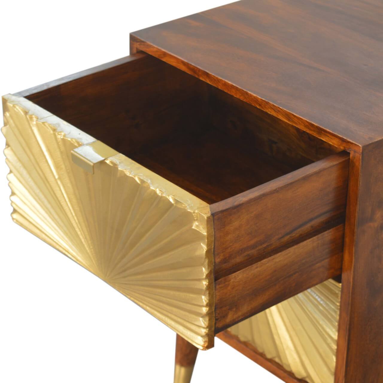 Brass plated mango wood bedside table