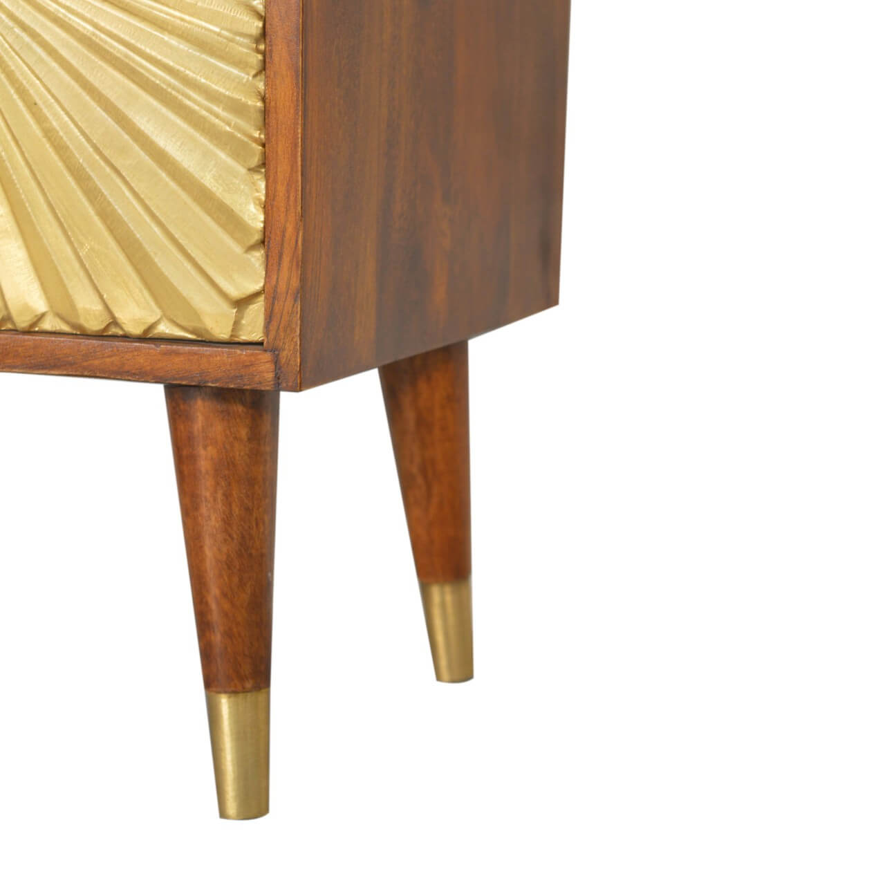 Brass plated mango wood bedside table